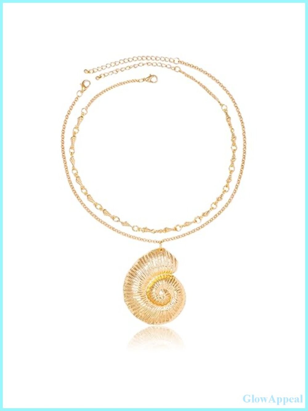Layered Conch Shell Pendant Necklace Set - 2 Piece Beach Costume Jewelry